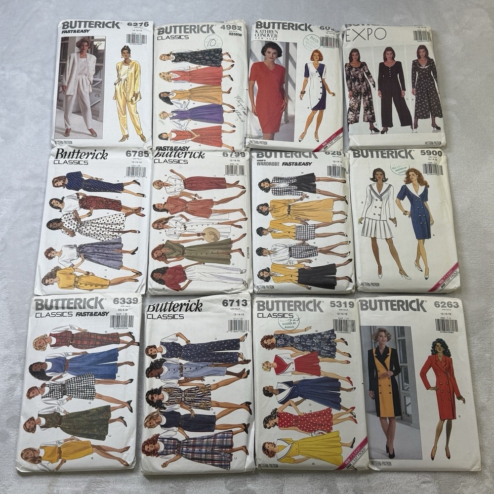 Vintage Butterick Sewing Pattern Lot 12 Dresses Suits Classics Fast‎ & Easy